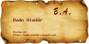 Baán Aladár névjegykártya